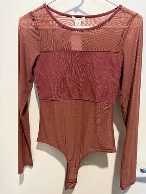 Bozzolo Mauve Mesh Bodysuit • NWT • Size Large